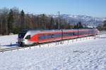 RABe 526 046-8 erreicht in K�rze Samstagern. Das Bild entstand ...