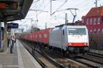 186 148 mit Containern am 21.3.10 in Hannover Linden/Fischerhof.  ...