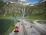 Regionalexpress von Disentis im Bahnhof Oberalppass  ...