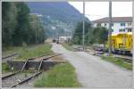 Rollschemelgrube in Landquart Ried, wo Schmalspurfahrzeuge von Normalspurfahrzeugen wechseln. (26.07.2010) ...