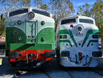 Die beiden Ami´s im Katalanischen Eisenbahnmuseum, links die Renfe 7807  Panchorga  (278-007) aus dem Jahr 1954 und rechts die 1958 gebaute Renfe 1801  Marilyn  (318-001).