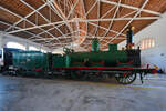 Die 1857 gebaute Dampflokomotive MZA 246  Mamut  (030-2013) ist die zweitälteste Lokomotive Spaniens. (Eisenbahnmuseum von Katalonien in Vilanova i la Geltrú, November 2022)