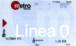 VALENCIA (Valencia/Provinz Valencia), 06.10.2007, Metroticket, gelöst am Automaten in der Station Xàtiva -- Fahrkarte eingescannt
