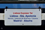 Dieses Zuglaufschild war am Triebzug 597-010-8 angebracht. (Eisenbahnmuseum Madrid, November 2022)