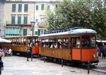 Ferrocarril de Sóller FS, historische Straßenbahnlinie Tranvia Wagen Nr. 23, Innenstadt von Sóller, 9.10.2013. 