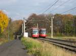 stadtbahn-koln-hochflurstadtbahnen-b-wagen-und-k5000 2x 2 ubekannt gebliebene Doppelz�ge vom Typ K5100. Beide fahren als Linie 3. Der linke Zug mit Ziel Mengenich und der rechte Zug mit Ziel Holweide. Die Aufnahme entdstand am 08. November 2009 zwischen den Haltestellen 'Herler Stra�e' und 'Wischhheimerstra�e'.