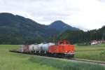 steiermarkische-landesbahnen-schmalspur-760mm Am 21.06.2010 fuhr die VL13 mit dem Gz79870 bei Lind-Scheifling nach Unzmarkt.