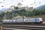 186 285-3, 186 283-8, 186 284-6, 186 282-0 ,vom Bombardierwerk Kassel, warten am 26.7.2010 in Kufstein auf die sterreich- und Italienzulassung