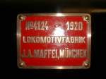 Internationale Rheinregulierung(IRR)Dienstbahn,Dampflok  Maffei  (Maffei 1921) Fabrikschild