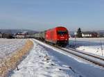 Die 2016 078 mit einem Kesselzug am 08.02.2019 unterwegs bei Braunau.