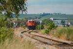 2050.09 war am 30.05.2009 mit dem Nostalgiesonderzug von Ernstbrunn nach Wien Sdbahnhof (Ostseite) unterwegs. Hier im romantischen Weinviertel, zwischen Harmannsdorf-Rckersdorf und Stetten.