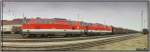 Panorama Foto der Dieselloks 2143 050 + 075 im Bahnhof Knittelfeld  30.1.2008