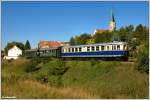 Klassiker klassisch fotografiert: 5042.14 mit einem Sz zum Bahnherbst im Zayatal nahm ich auf dem Rckweg aus Tschechien kommend am 11.9.2011 bei Hauskirchen auf.