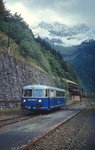 Auf seiner Fahrt von Eisenerz nach Vordernberg legt der 5081.565-3 im Bahnhof Erzberg eine Pause ein.