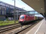 1016 018 mit einem Containerzug am 14.08.2007 in Rgbg.