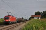 1016 019 mit Gterzug am 23.06.2012 an der ehemaligen Blockstelle Hilperting