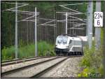 Railjet Silber 1016 034-9 Wifi Karriere-Express fotografiert in der Nhe von Zeltweg 6.5.2007 (Noch ein Foto diesmal speziell fr Florian )