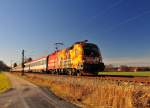 Die Lok  Niederösterreichischer Landesfeuerwehrverband  1016 048-1 der ÖBB bei Übersee am Chiemsee am 24.12.15 Frohe Weihnachten, an alle die Freude an der Eisenbahn haben!