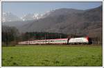 IC 693 von Klagenfurt Hbf ber Salzburg nach Wien West, am 6.4.2007 mit der 1016.047 „Wiener Stdtische  bespannt, aufgenommen kurz nach der Station Bad Vigaun ca.