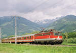 28.05.1995, Österreich, KBS 22a  im Drautal, Nahverkehrszug Spittal-Millstädter See - Lienz - San Candito/Innichen der ÖBB mit Lok 1042 556