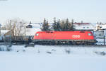 1116 075 mit einem gemischten Güterzug bei Edlhausen Richtung Nürnberg, 21.01.2017