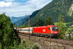 1116.264 mit EC 113  Blauer Enzian  von Franfurt am Main nach Klagenfurt in der Nähe von Bad Hofgastein (Tauernbahn-Nordrampe) - 16.08.2023