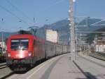 Die BR 1116-170-0 fhrt am 22.09.2007 mit dem EC 161 Maria-Theresia in Feldkirch ein