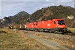 1116 095 und 1116 073 ziehen den Gterzug 54754 von Villach nach Graz.