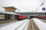 1116 029 am 13.02.10 mit EC 112 nach Siegen in Mnchen Hbf