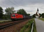 Die 1116 133 mit einem Containerzug am 07.06.2012 unterwegs bei Hausbach.