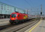 1116 060 mit OIC 640 nach Salzburg am 08.04.2009 bei der Einfahrt in den Linzer Hbf.