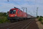 BB 1116 183 mit einem Sonderzug (Budapest-Utrecht) in Hegyeshalom bei der Staatsgrenze, am 12.