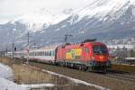 1116 063 ist am 14.02.2015 mit D1286 zwischen Innsbruck und Hall in Tirol unterwegs.