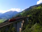 1116 XXX mit EC 113 (Frankfurt Hbf - Klagenfurt Hbf / Zagreb Glavni kol.) am 26.8.2015 auf der Pfaffenberg-Zwenberg-Brücke bei Penk.