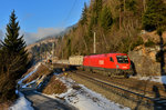 1116 052 mit einer Rola am 18.02.2016 bei Gries am Brenner.