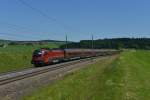 1116 208 als RJ 162 von Budapest Keleti pu nach Zrich HB am 16.06.2012 unterwegs bei Pndorf.