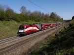 Die 1116 249mit einem RJ am 30.04.2017 unterwegs bei Pöndorf.