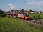 Die 1116 153 mit einem RJ nach Salzburg am 27.07.2018 unterwegs bei Weng.