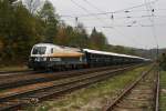 27.10.07 Der Venice Simplon Orient Express, kurz VSOE, ist immer eine berraschung wert, heute bespannte die A1 Werbelok diesen Zug. 1116 280 mit dem DZ 13260 von Budapest ber Wien West, Mnchen, Strasbourg und Paris nach Calais.