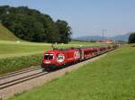 Die 1116 225 mit einem RJ am 12.06.2015 unterwegs bei Straß.