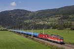 1142 643 + 1016 007 mit Güterzug bei Trieben am 28.09.2017.