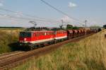 28.7.08 Ein 1142 Tandem auf einem Gterzug, einfach wunderschn. Heute bespannten die 1142 616 und 1142 644 den LGAG 47641 von Donawitz nach Strasshof.