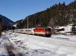 Die 1142 589 mit einem EC nach Graz am 28.01.2017 unterwegs bei Pichl.