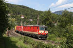 Schachbrett 1144.117+1116.260 fahren mit G-55509 im Juli 2017 bei Küb bergwärts.