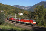 Schon richtig kitschig wirkt die herbstliche Morgenstimmung in Küb,mit den Kessel-GAG 91023 der mit 1144.092+1142.618+1116.176 richtung Semmering fährt.