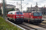 218 463-8 mit 1144 048-6 in Lindau Hbf. 11.1.20