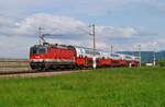 1144 267 schiebt den REX 41/2173 (Absdorf-Hippersdorf - Wien Franz-Josefs-Bahnhof) am 19.05.2023 bei Muckendorf-Wipfing ostwärts. 