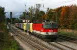 1144 218, 189 9xx, 182 510, 185 514, 1144 226, 182 513 und 189 995 als Lokzug am 10.10.2009 in Aling.