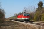 1144 259 mit einem KLV Zug am 23.03.2012 bei Grokarolinenfeld