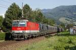 1144 036 und 1116 153 erreichen am 4.09.2013 mit dem Erzug 58664 (Eisenerz - Leoben Donawitz) in zwei Minuten den Endbahnhof.